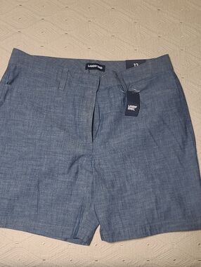 NWT Lands' End Blue Chambray Shorts Size 12